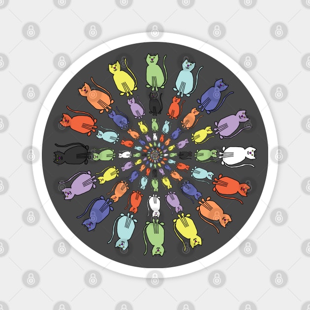 Many Circles of Rainbow Cats Magnet by ellenhenryart